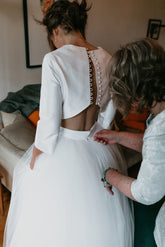 Stylish Long Sleeves Two Piece Wedding Dress Unique Affordable Bridal Separates,20082346